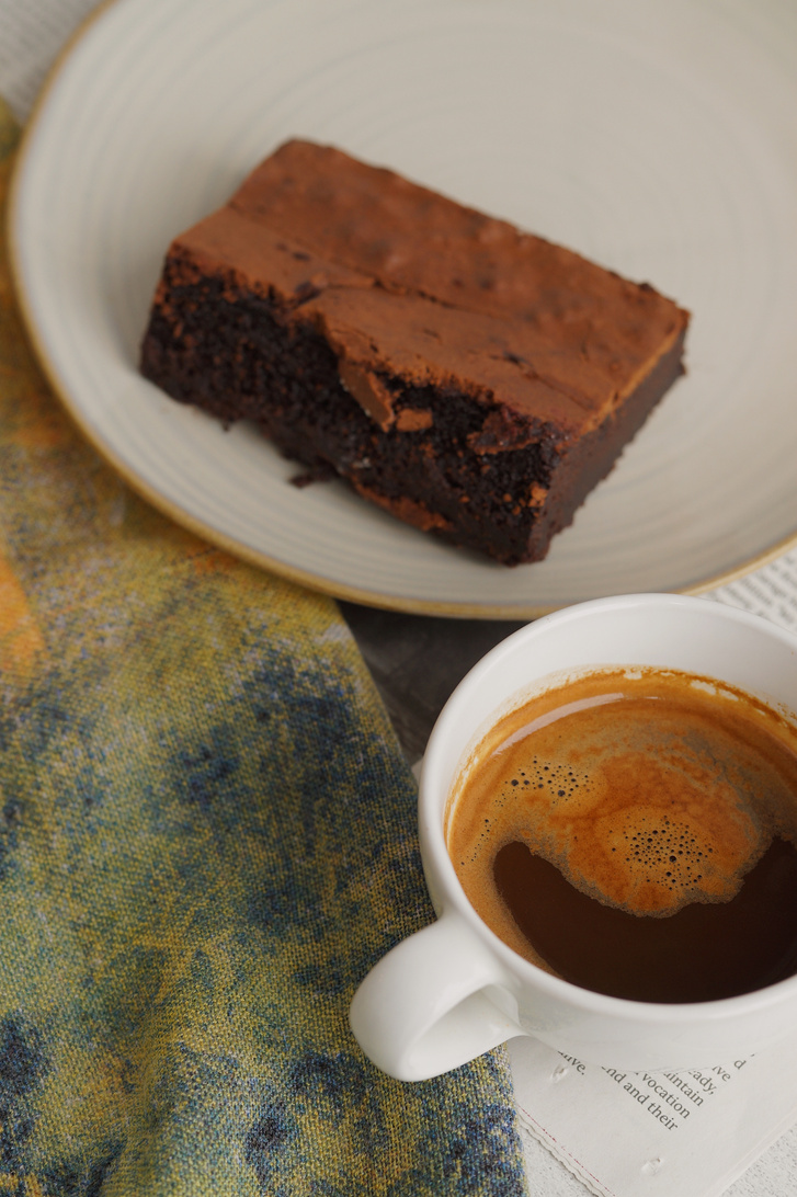 Chocolate Cake and Coffee Cup